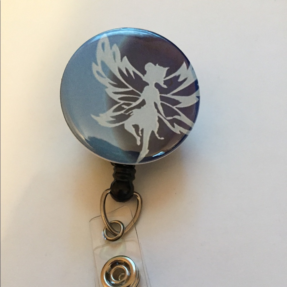 Fairy on Blue ID Holder Badge Reel